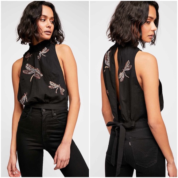 Free People Tops - Free People The Garden Dragonfly Embroidered Top